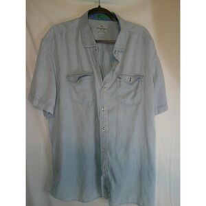 Tommy Bahama Jeans Mens Short Sleeve Button Down Shirt Blue Tencel Cotton XXL